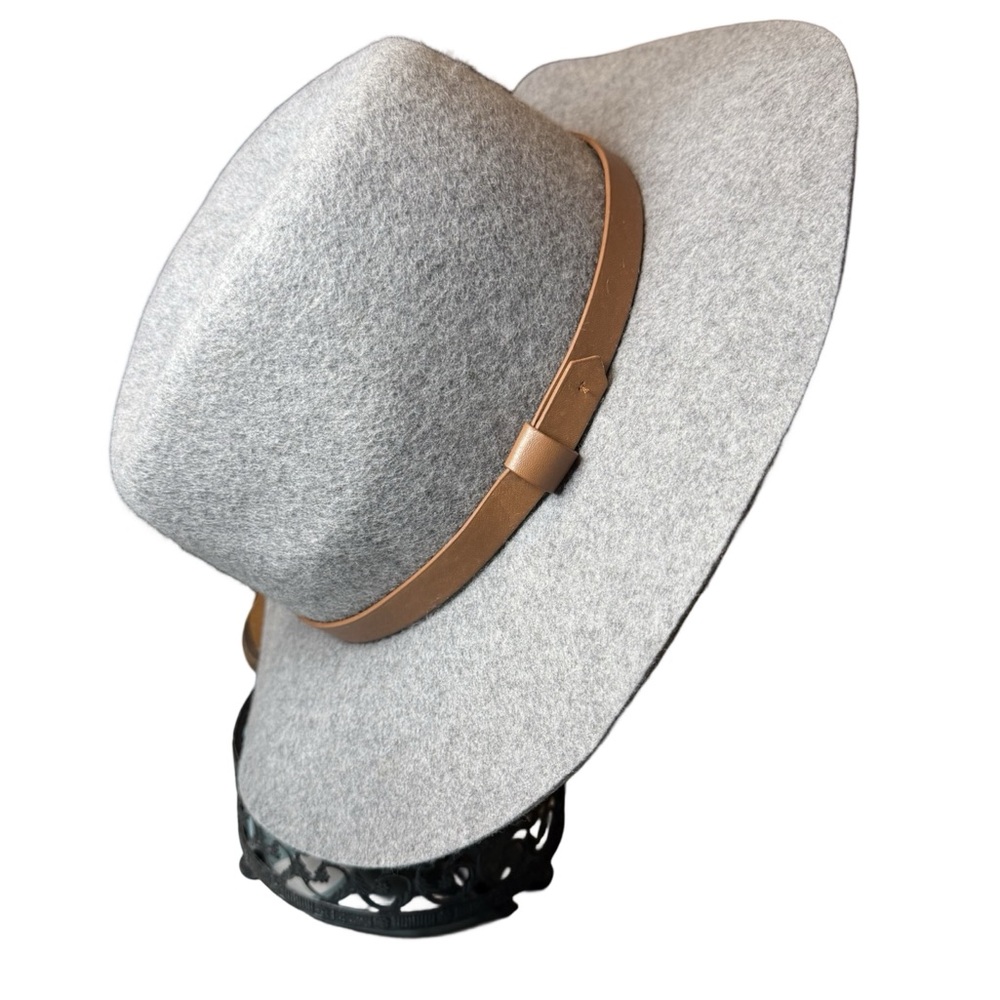 Women’s Gray Wool Wide Brim Hat w/ Faux Leather Band • XL (7 5/8) • EUC - Picture 6 of 9